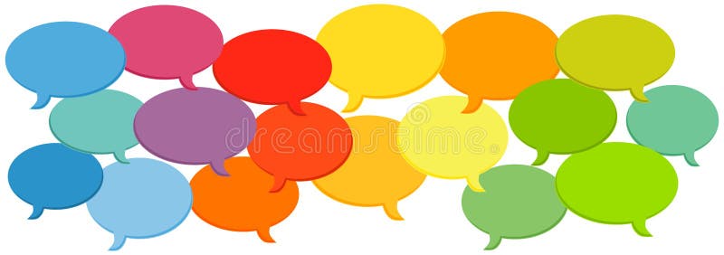 Social media speech bubbles cloud background. Various colors for different media or opinions. Social media speech bubbles cloud background. Various colors for different media or opinions.