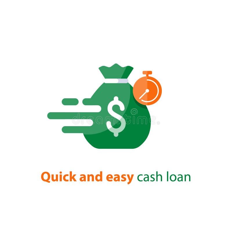 Quick and easy loan, fast money providence, business and finance services, timely payment, financial solution, vector icon. Quick and easy loan, fast money providence, business and finance services, timely payment, financial solution, vector icon