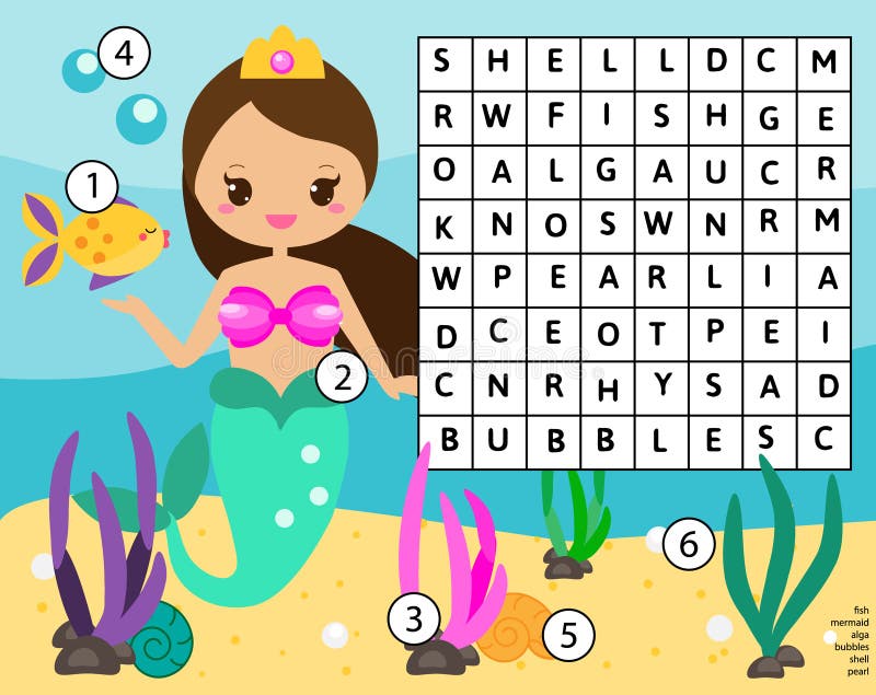 Puzzle de pintar por números (nonogram), jogo educacional para crianças,  sereia