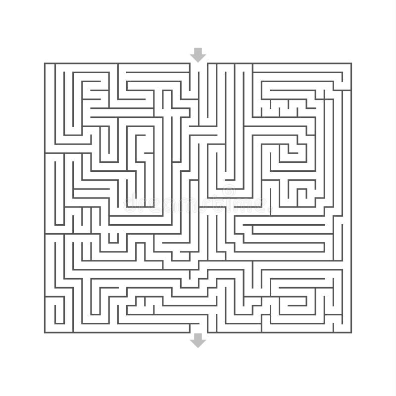 O enigma duro do projeto do labirinto com especifica o branco da entrada e da saída ilustração stock O enigma duro do projeto do labirinto com especifica o branco da entrada e da saída ilustração stock
