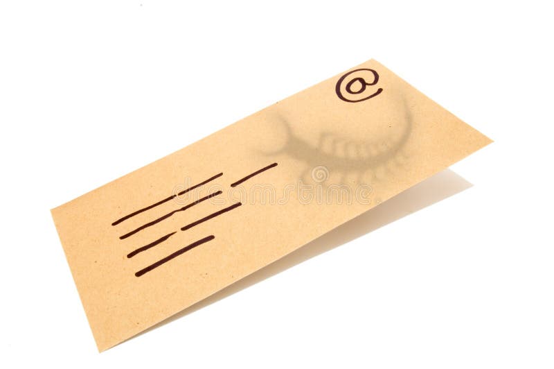 O envelope, conceito para o email com um vírus contaminou o acessório. foto de stock O envelope, conceito para o email com um vírus contaminou o acessório. foto de stock