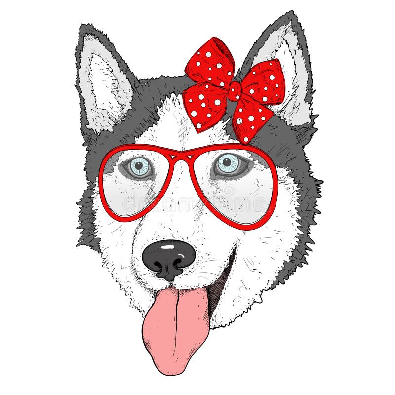 O esboço da menina ronca do cão no vermelho pontilhou a curva ilustração royalty free O esboço da menina ronca do cão no vermelho pontilhou a curva ilustração royalty free