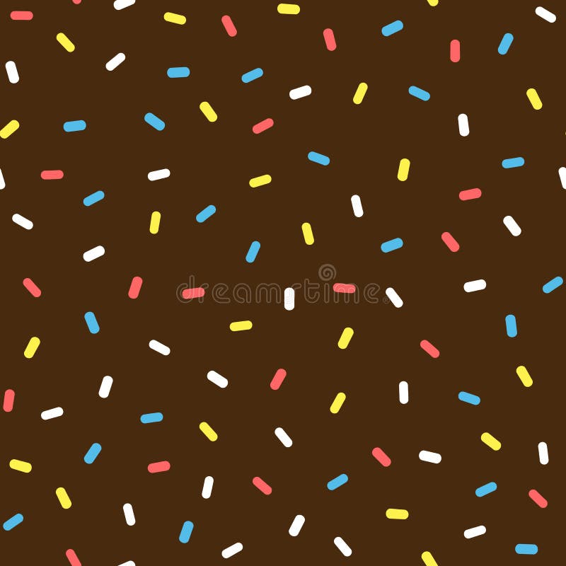 O esmalte da filhós do chocolate com polvilha Teste padrão sem emenda colorido ilustração stock O esmalte da filhós do chocolate com polvilha Teste padrão sem emenda colorido ilustração stock