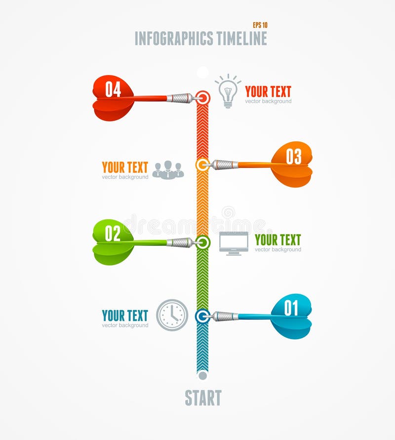 Infográfico de Linha do Tempo Vetorial e seta de dardo ilustração do vetor