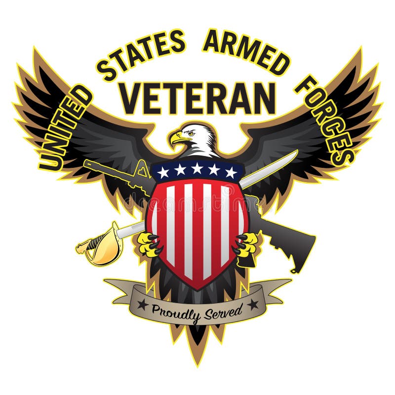O Estados Unidos armou forças que o veterano serviu orgulhosamente Eagle Vetora Illustration calvo