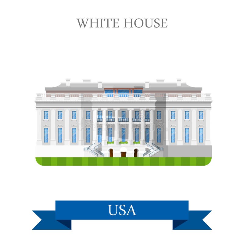 O Estados Unidos branco EUA do Washington DC da casa vector o plano ilustração royalty free O Estados Unidos branco EUA do Washington DC da casa vector o plano ilustração royalty free
