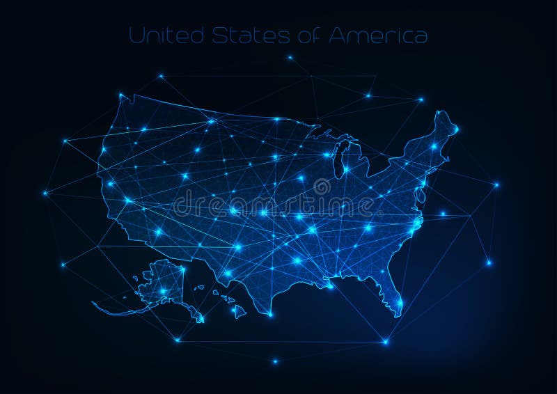 O Estados Unidos da América EUA traça o esboço com estrelas e linhas estrutura abstrata
