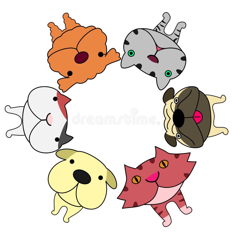 O estilo da lente de Fisheye persegue gatos do fand ace no círculo ilustração royalty free O estilo da lente de Fisheye persegue gatos do fand ace no círculo ilustração royalty free