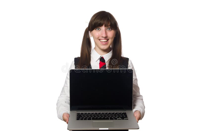 O estudante engraçado do lerdo isolado no branco imagem de stock royalty free O estudante engraçado do lerdo isolado no branco imagem de stock royalty free