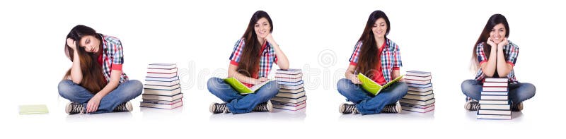 O estudante fêmea novo isolado no branco fotos de stock royalty free O estudante fêmea novo isolado no branco fotos de stock royalty free