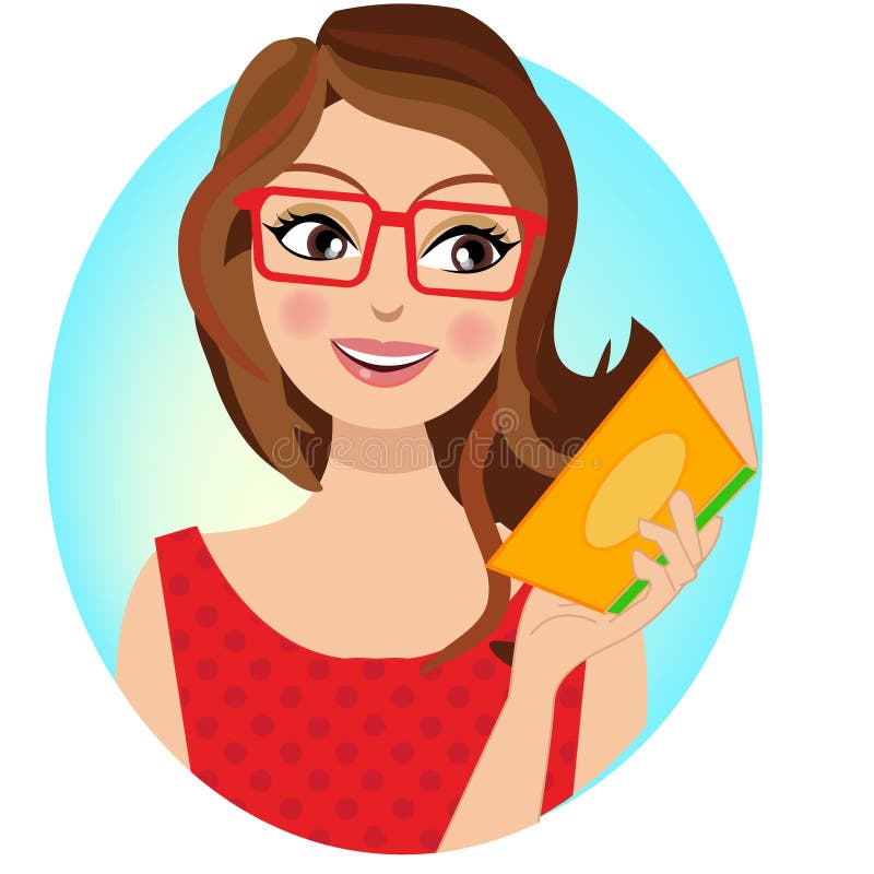 O fată elegantă care ține o carte stock illustration