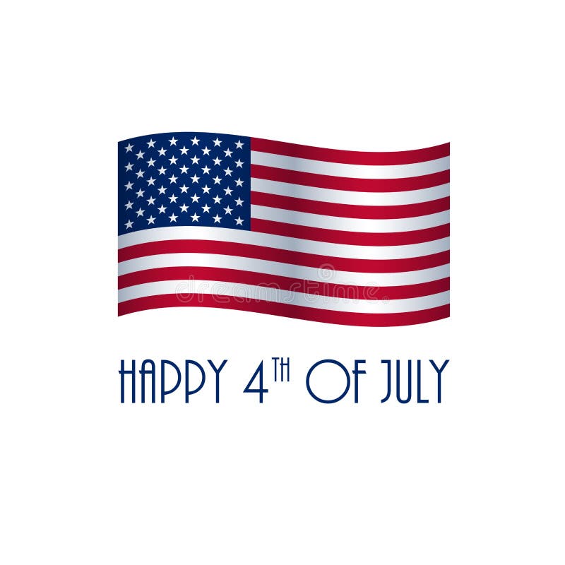 4o FELIZ do cartão de JULHO com bandeira americana ilustração stock 4o FELIZ do cartão de JULHO com bandeira americana ilustração stock