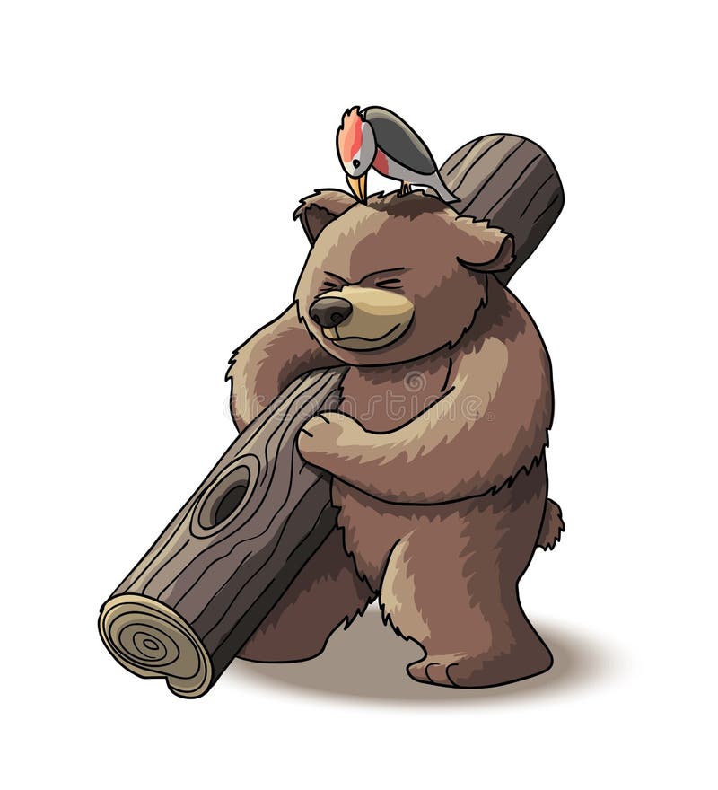 O filhote de urso de Brown leva a madeira ilustração do vetor O filhote de urso de Brown leva a madeira ilustração do vetor