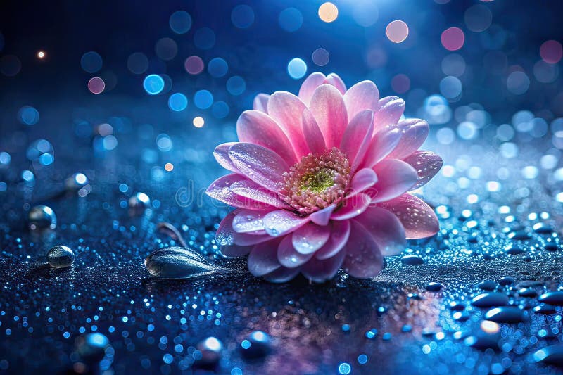 O floare delicată roz udat în picături de apă O capodoperă de fotografie Macro TiltShift royalty free illustration
