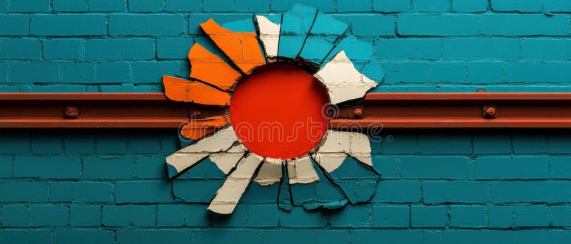O floare spartă pictată pe un perete. royalty free stock image