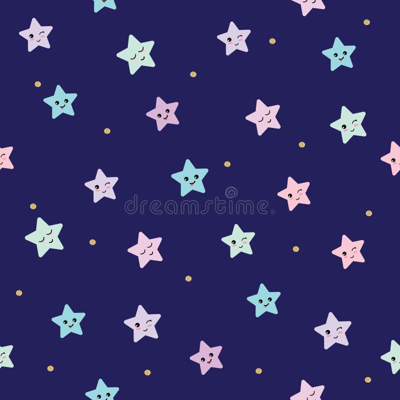 O Fundo Bonito Do Teste Padrão Com Kawaii Dos Desenhos Animados Stars E  Nubla-se Para a Roupa Das Crianças, Pijamas, Projeto Da F Ilustração Stock  - Ilustração de encantador, tela: 125932445
