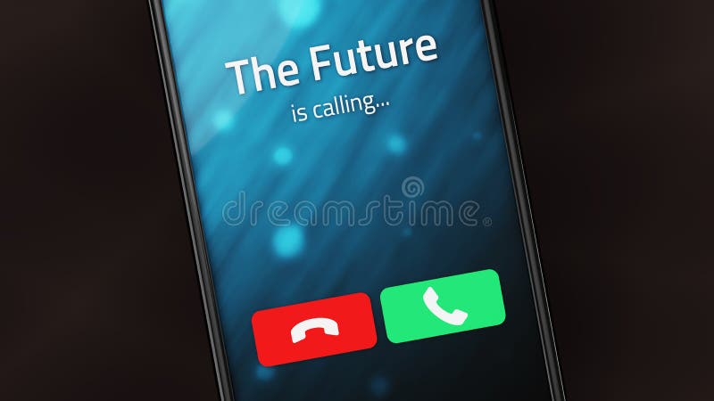 Incoming call from The Future on a smartphone. Concept image. Incoming call from The Future on a smartphone. Concept image