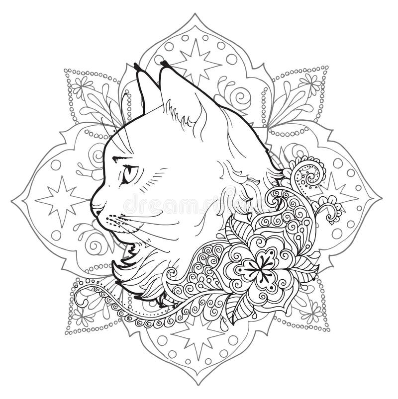 mandala de gato para colorir para adultos 6325843 Vetor no Vecteezy