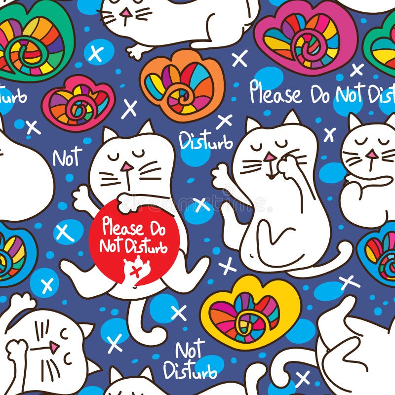 O gato por favor não perturba o patetrn sem emenda ilustração royalty free O gato por favor não perturba o patetrn sem emenda ilustração royalty free