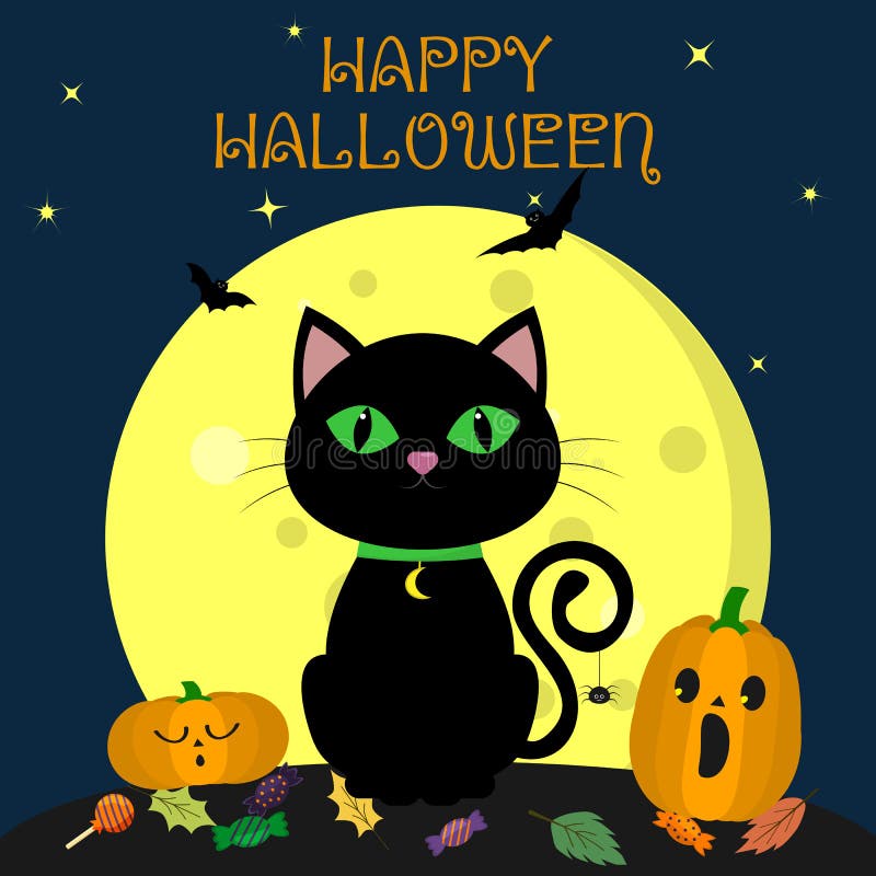 Gato Preto De Halloween Ilustrações, Vetores E Clipart De Stock – (44,551  Stock Illustrations)