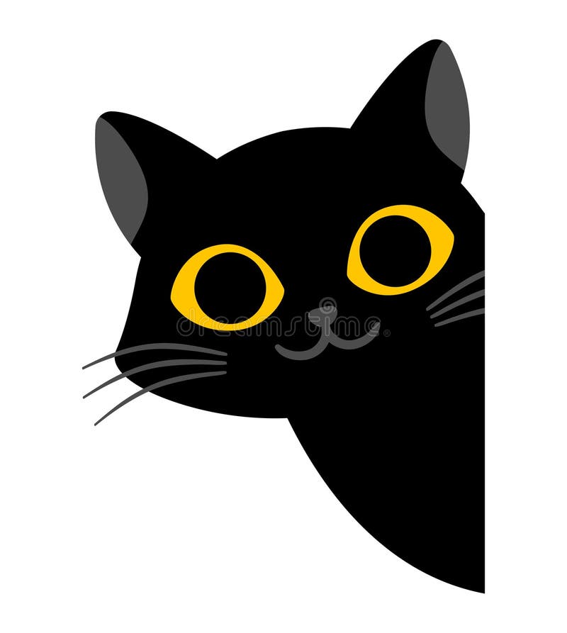 Gato Preto Dos Desenhos Animados Isolado No Fundo Branco Ilustração do  Vetor - Ilustração de bonito, sorriso: 99791728