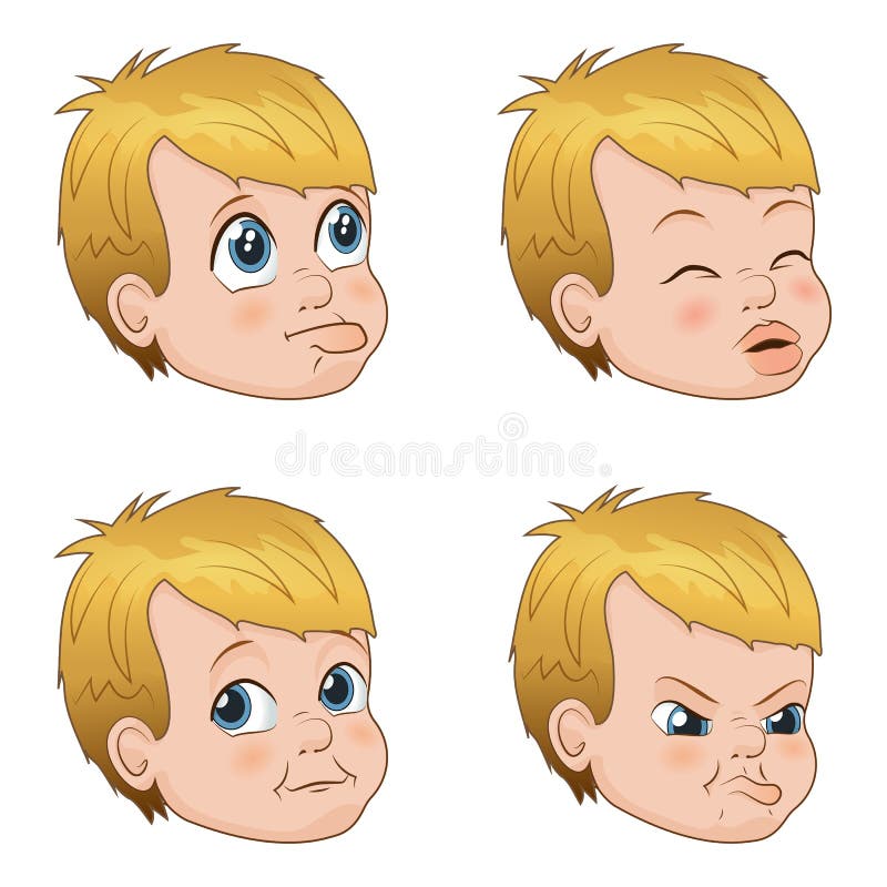 O grupo da ilustração do vetor de menino pequeno bonito da intimidação enfrenta mostrar emoções diferentes ilustração do vetor O grupo da ilustração do vetor de menino pequeno bonito da intimidação enfrenta mostrar emoções diferentes ilustração do vetor