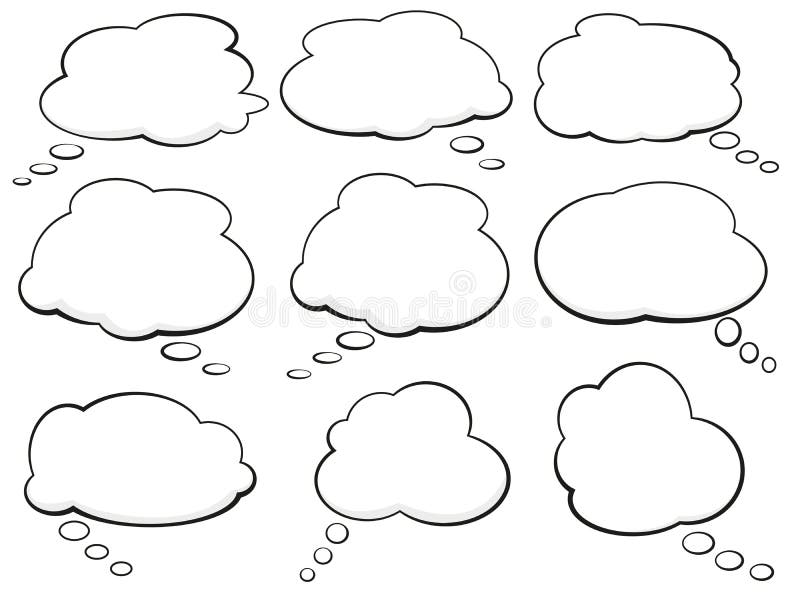 O grupo de bolhas e de pensamento cômicos do discurso balloons ilustração royalty free O grupo de bolhas e de pensamento cômicos do discurso balloons ilustração royalty free
