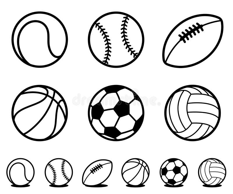 O grupo de desenhos animados preto e branco ostenta ícones da bola