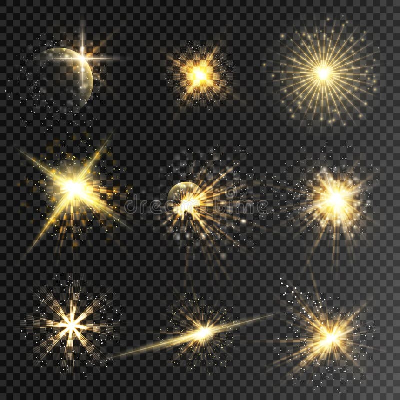 O grupo de estrelas do fulgor e de efeito da luz estoura-me com sparkles