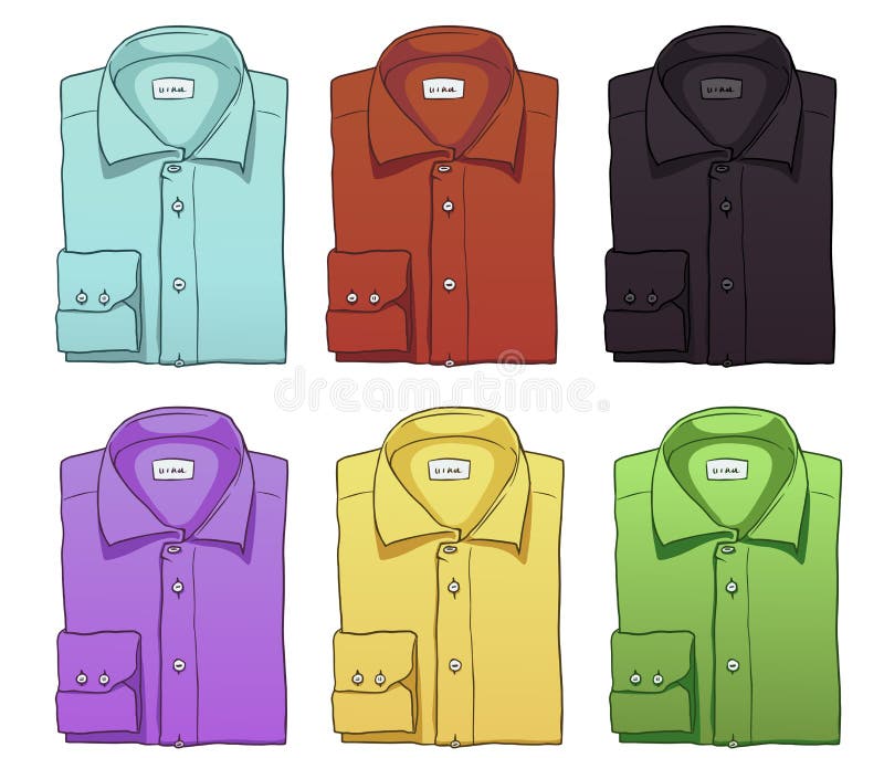 O grupo do vetor de cor dobrou camisas longas das luvas ilustração royalty free O grupo do vetor de cor dobrou camisas longas das luvas ilustração royalty free