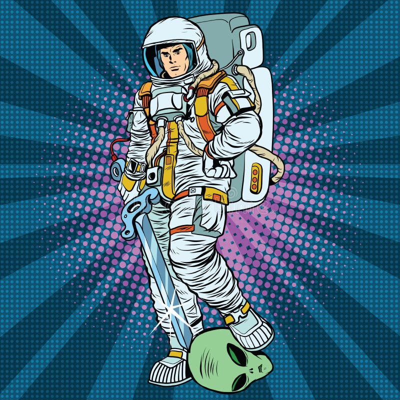 O guerreiro do espaço é o estrangeiro do vencedor ilustração royalty free O guerreiro do espaço é o estrangeiro do vencedor ilustração royalty free