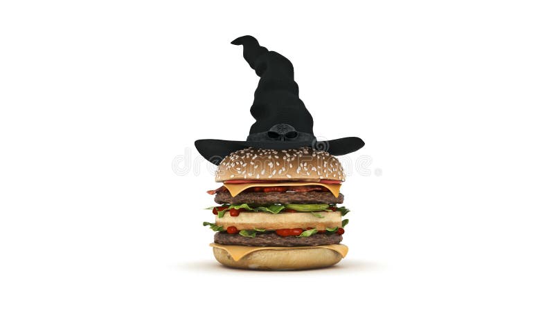 O hamburguer veste-se acima para Dia das Bruxas ilustração do vetor O hamburguer veste-se acima para Dia das Bruxas ilustração do vetor