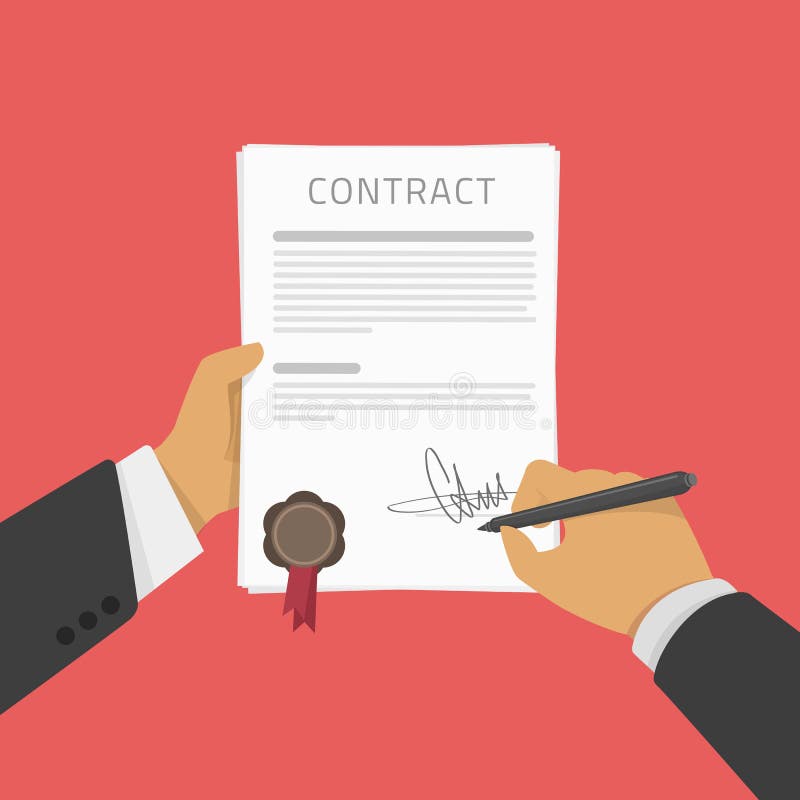 O homem de negócios assina um contrato ilustração do vetor O homem de negócios assina um contrato ilustração do vetor