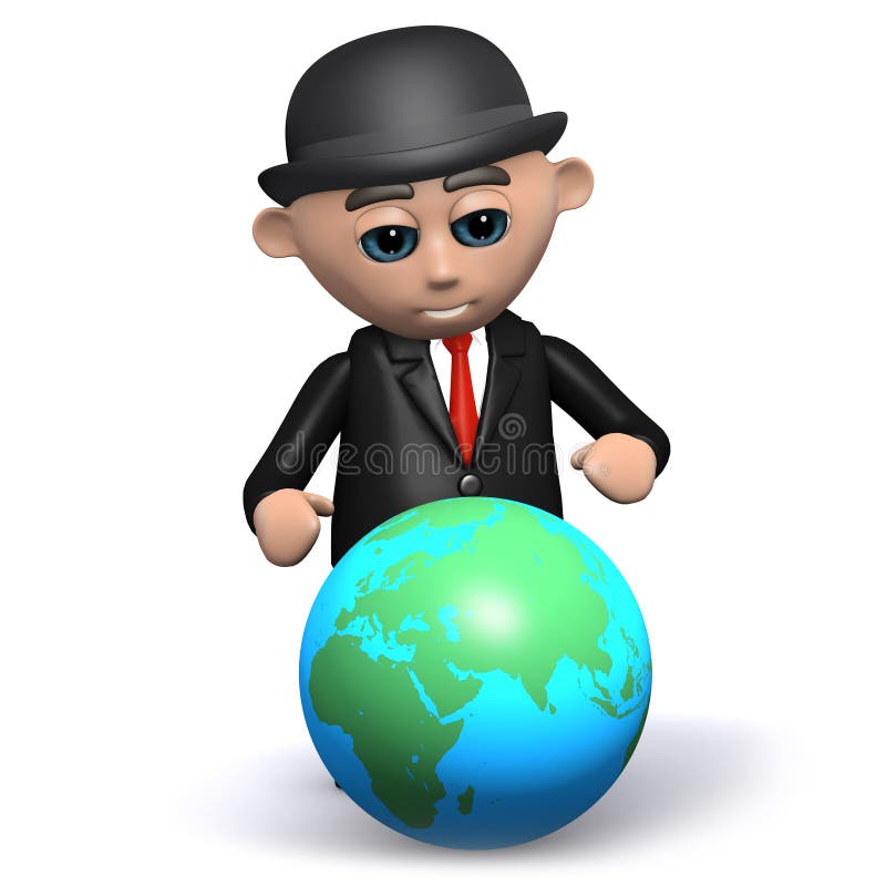 o homem de negócios 3d estuda o globo ilustração stock o homem de negócios 3d estuda o globo ilustração stock