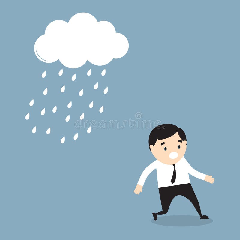 O homem de negócios escapa da chuva ilustração royalty free O homem de negócios escapa da chuva ilustração royalty free