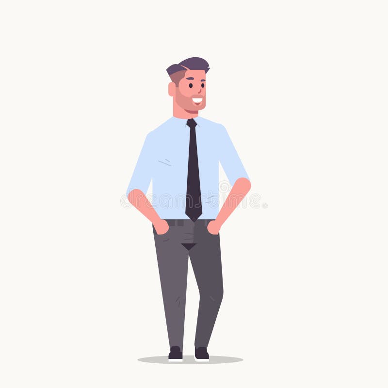 O homem de negócios na posição do vestuário formal levanta o trabalhador de escritório masculino de sorriso do homem de negócio d ilustração royalty free O homem de negócios na posição do vestuário formal levanta o trabalhador de escritório masculino de sorriso do homem de negócio d ilustração royalty free