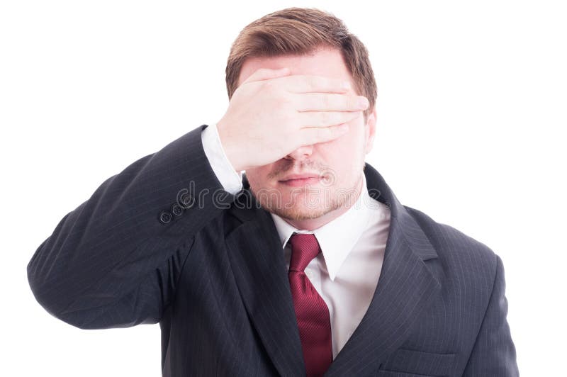 O homem de negócios, o contador ou a coberta financeira do gerente eyes imagem de stock royalty free