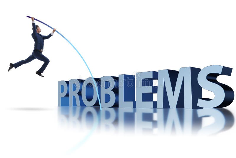 O homem de negócios que salta sobre problemas no conceito do negócio ilustração stock O homem de negócios que salta sobre problemas no conceito do negócio ilustração stock