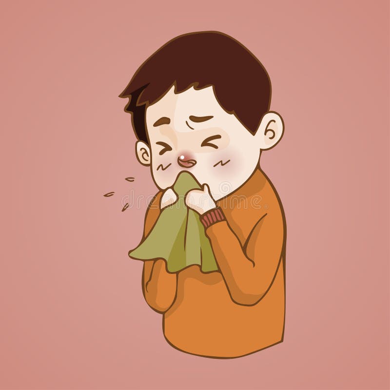 O homem doente tem o nariz ralo, frio travado espirrando no tecido, gripe, estação da alergia ilustração stock O homem doente tem o nariz ralo, frio travado espirrando no tecido, gripe, estação da alergia ilustração stock