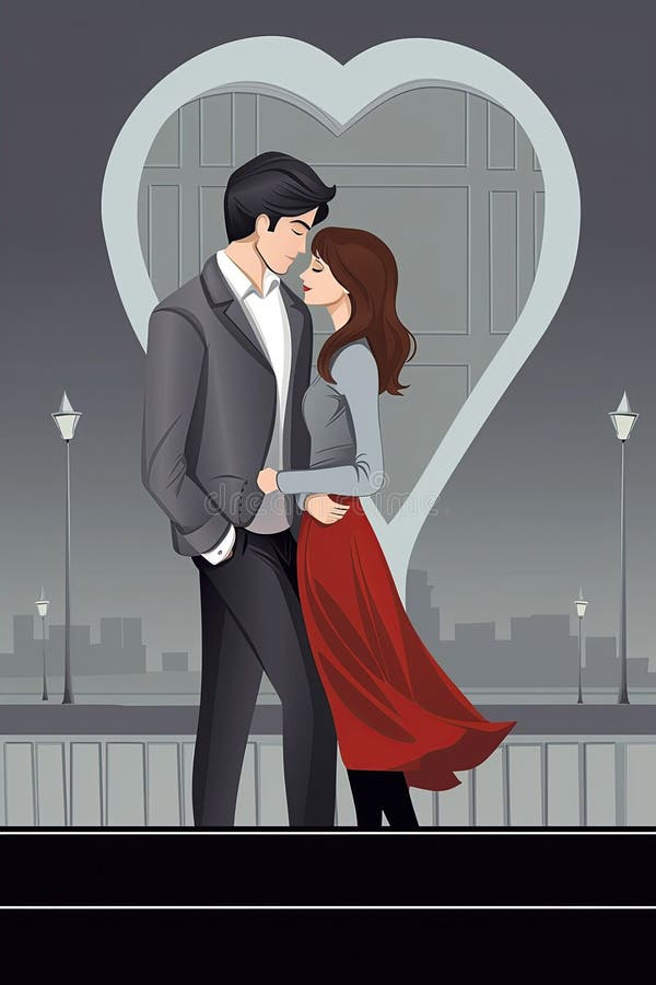 Casal apaixonado abraça e beija a capa do livro do romance romântico com  uma ilustração de ia generativa multiexposição