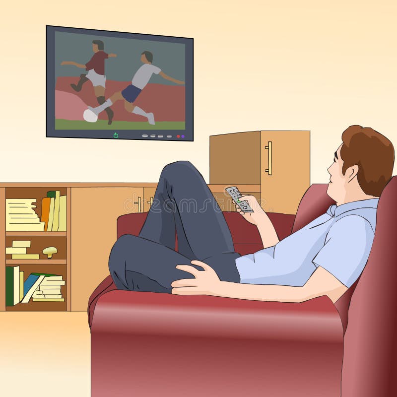 Ilustração Dos Desenhos Animados De Uma Família De Fãs De Futebol  Assistindo A Um Jogo De Futebol Na TV Fotos, retratos, imágenes y  fotografía de archivo libres de derecho. Image 81641088