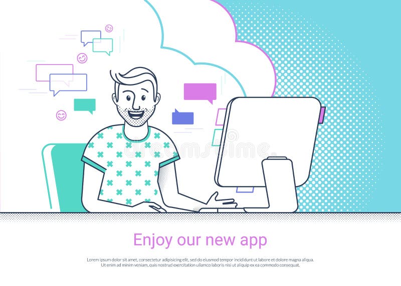 O homem está trabalhando com computador ilustração royalty free O homem está trabalhando com computador ilustração royalty free