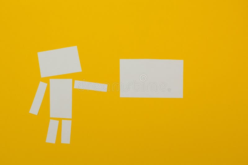 O homem guarda um cartaz do papel para a etiqueta ilustração royalty free O homem guarda um cartaz do papel para a etiqueta ilustração royalty free
