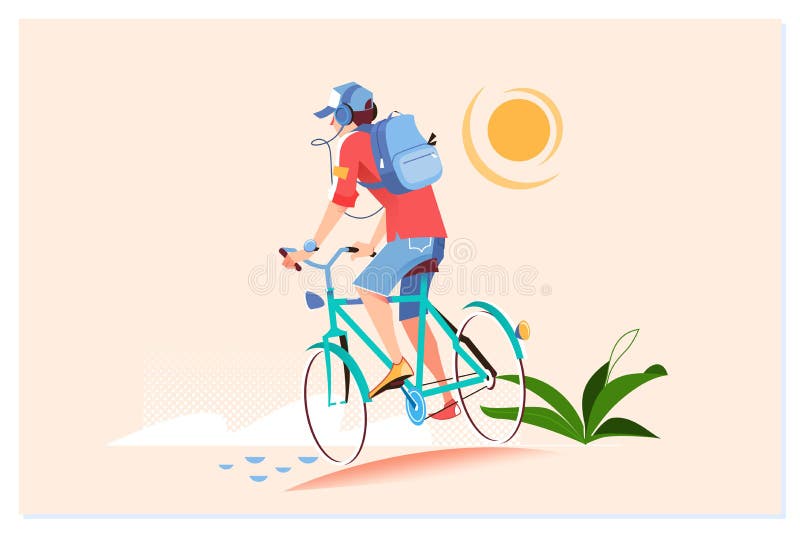 O homem novo feliz est? montando a bicicleta fora Estilo de vida saud?vel Ilustra??o de Vtctor ilustração royalty free O homem novo feliz est? montando a bicicleta fora Estilo de vida saud?vel Ilustra??o de Vtctor ilustração royalty free