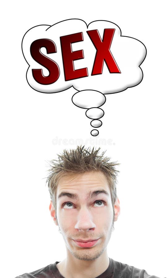 O homem novo pensa sobre o sexo fotos de stock royalty free O homem novo pensa sobre o sexo fotos de stock royalty free