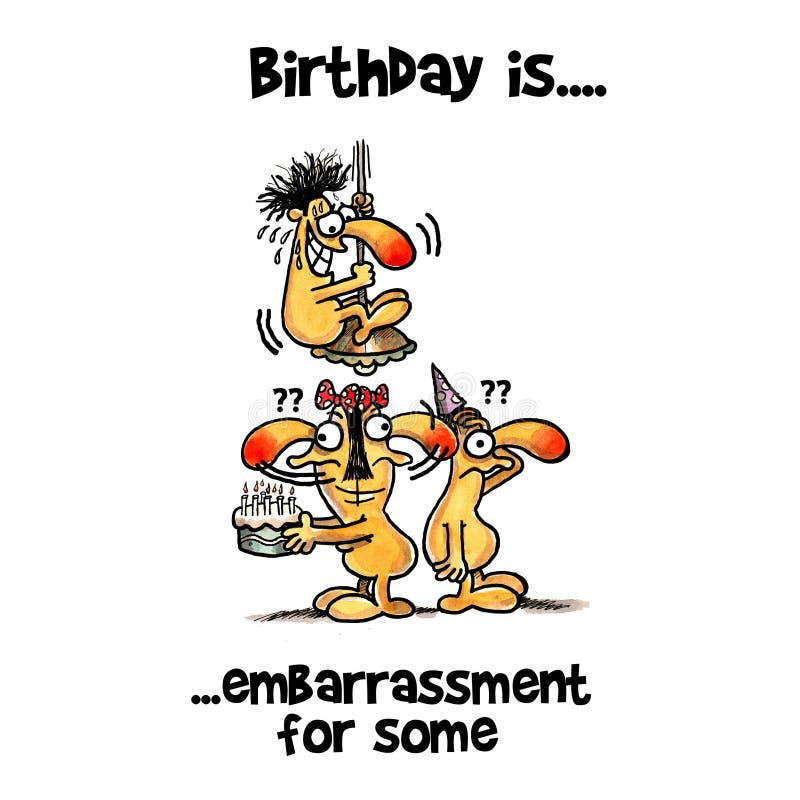 O homem é embaraçado em em seus aniversário e esconder ilustração do vetor O homem é embaraçado em em seus aniversário e esconder ilustração do vetor