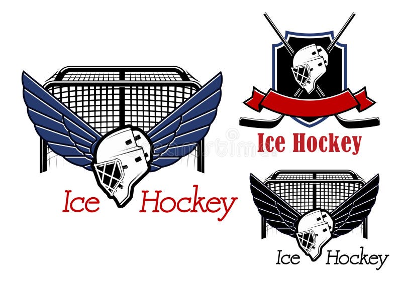 Emblemas e ícones desportivos de hóquei no gelo ilustração royalty free