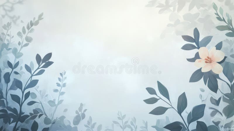 O ilustrare cu senin moale, care prezintă frunze delicate și o singură floare care provoacă liniște stock illustration