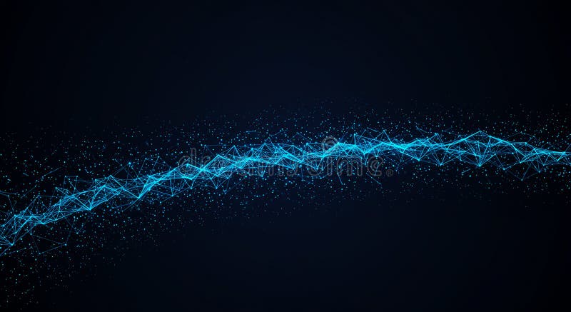 O ilustrație digitală abstractă dinamică prezintă un val diagonal de interconectare stock illustration
