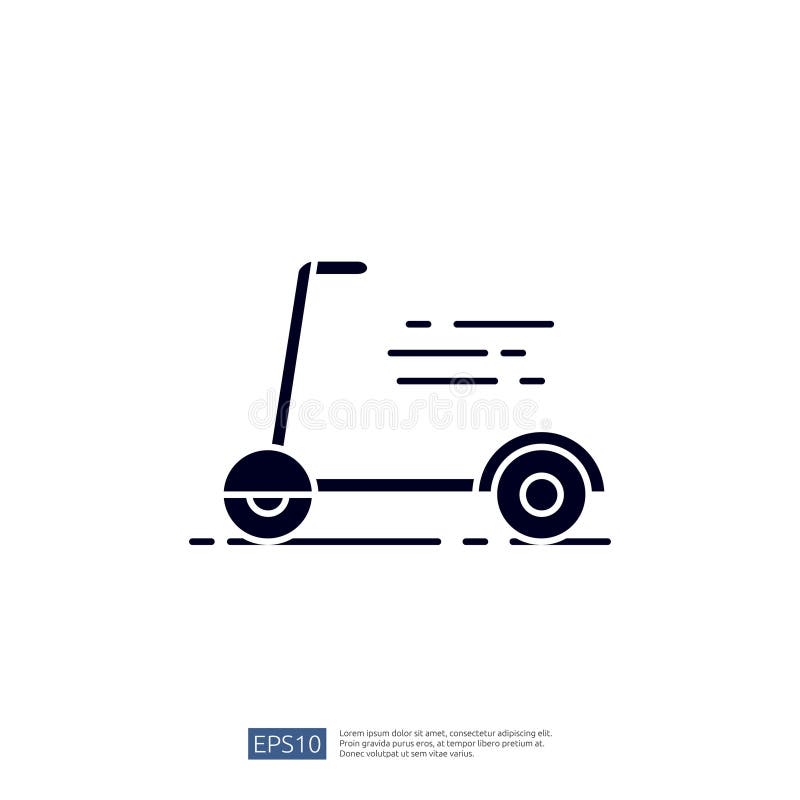 O ilustrație minimalistă a unui scuter în mișcare care ilustrează viteza și mobilitatea. Designul pune accentul pe o estetică mode vector illustration